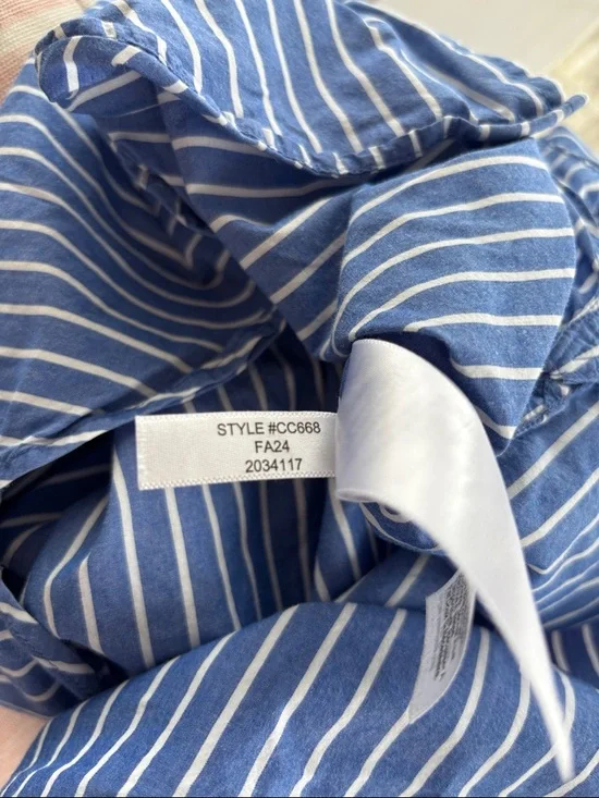 J.Crew Women's Blue White Striped Cotton Poplin Pajama Pant Set Size Small - Picture 15 of 15